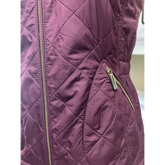 Talbots Quilted Purple Vest Small Gold Zipper Preppy Outdoor - Picture 9 of 10